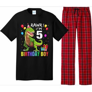 5 Year Old 5th Birthday Boy T Rex Dinosaur Pajama Set