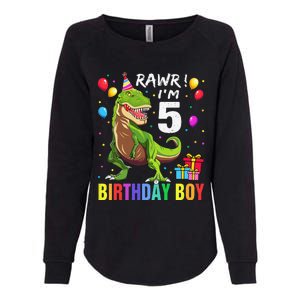 5 Year Old 5th Birthday Boy T Rex Dinosaur Womens California Wash Sweatshirt