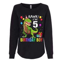 5 Year Old 5th Birthday Boy T Rex Dinosaur Womens California Wash Sweatshirt