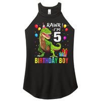 5 Year Old 5th Birthday Boy T Rex Dinosaur Women's Perfect Tri Rocker Tank