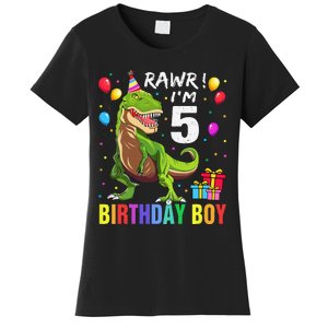 5 Year Old 5th Birthday Boy T Rex Dinosaur Women's T-Shirt