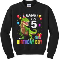 5 Year Old 5th Birthday Boy T Rex Dinosaur Kids Sweatshirt