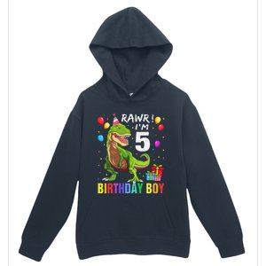 5 Year Old 5th Birthday Boy T Rex Dinosaur Urban Pullover Hoodie