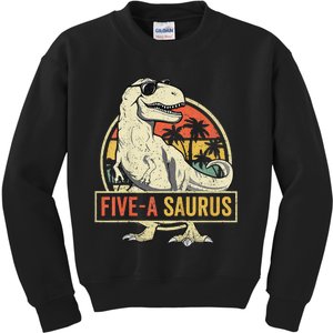 5 Year Old Dinosaur Birthday 5th T Rex Dino Five Saurus Gift Kids Sweatshirt