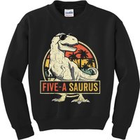 5 Year Old Dinosaur Birthday 5th T Rex Dino Five Saurus Gift Kids Sweatshirt