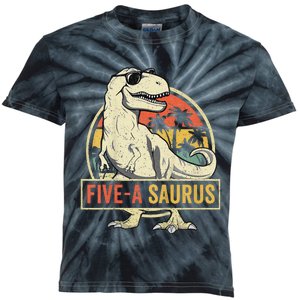 5 Year Old Dinosaur Birthday 5th T Rex Dino Five Saurus Gift Kids Tie-Dye T-Shirt