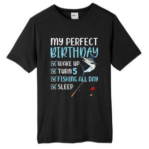 5 Year Old Fishing Birthday Party 5th Boy Bday Five Tall Fusion ChromaSoft Performance T-Shirt