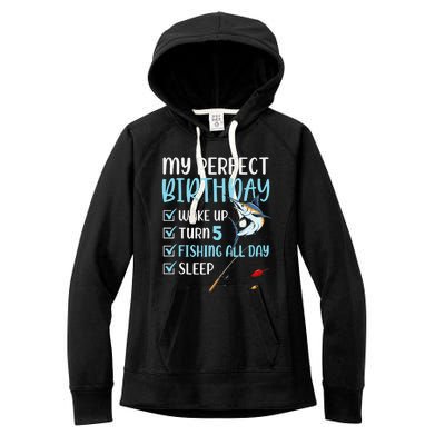 5 Year Old Fishing Birthday Party 5th Boy Bday Five Women's Fleece Hoodie