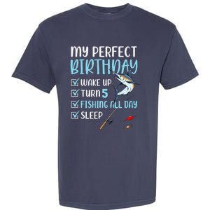 5 Year Old Fishing Birthday Party 5th Boy Bday Five Garment-Dyed Heavyweight T-Shirt