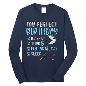 5 Year Old Fishing Birthday Party 5th Boy Bday Five Long Sleeve Shirt