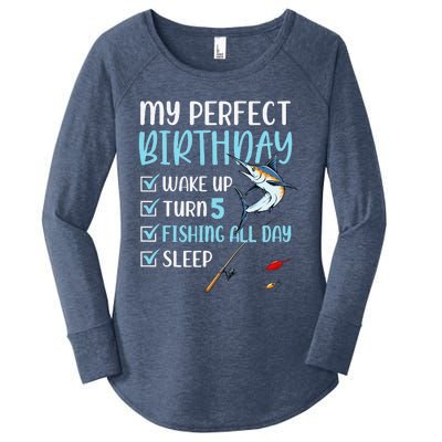 5 Year Old Fishing Birthday Party 5th Boy Bday Five Women's Perfect Tri Tunic Long Sleeve Shirt