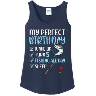 5 Year Old Fishing Birthday Party 5th Boy Bday Five Ladies Essential Tank