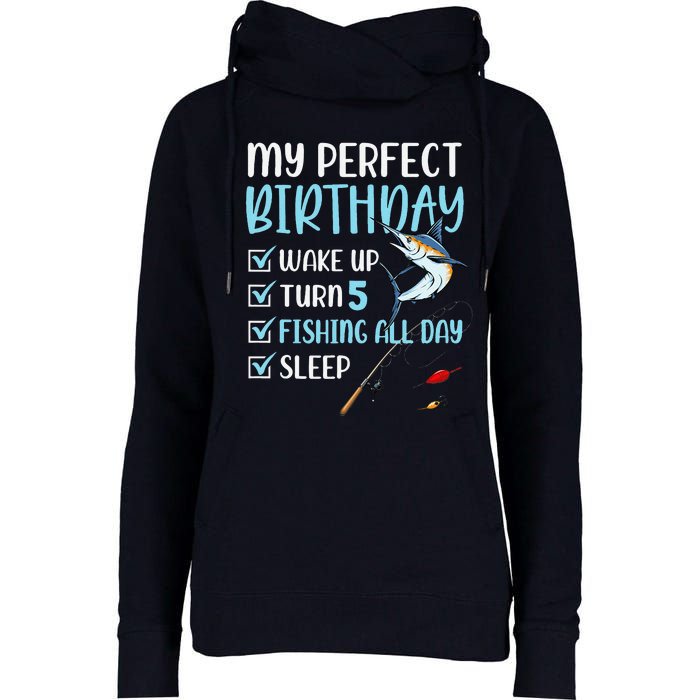 5 Year Old Fishing Birthday Party 5th Boy Bday Five Womens Funnel Neck Pullover Hood