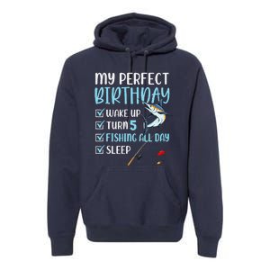 5 Year Old Fishing Birthday Party 5th Boy Bday Five Premium Hoodie