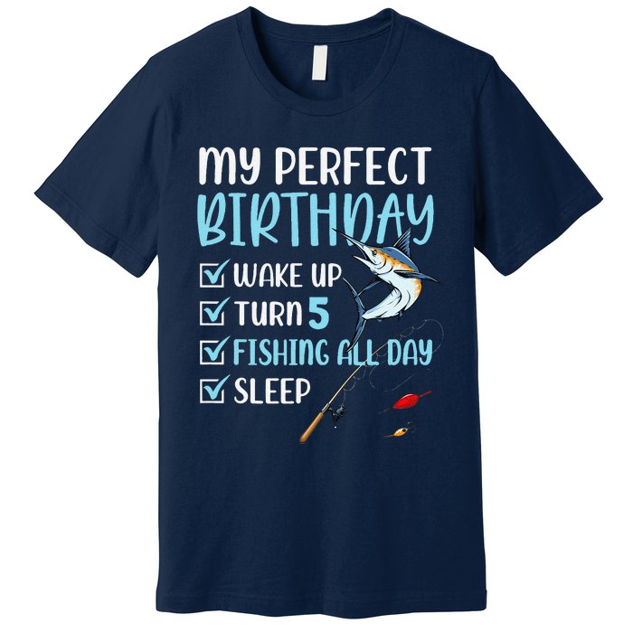 5 Year Old Fishing Birthday Party 5th Boy Bday Five Premium T-Shirt