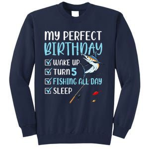 5 Year Old Fishing Birthday Party 5th Boy Bday Five Tall Sweatshirt