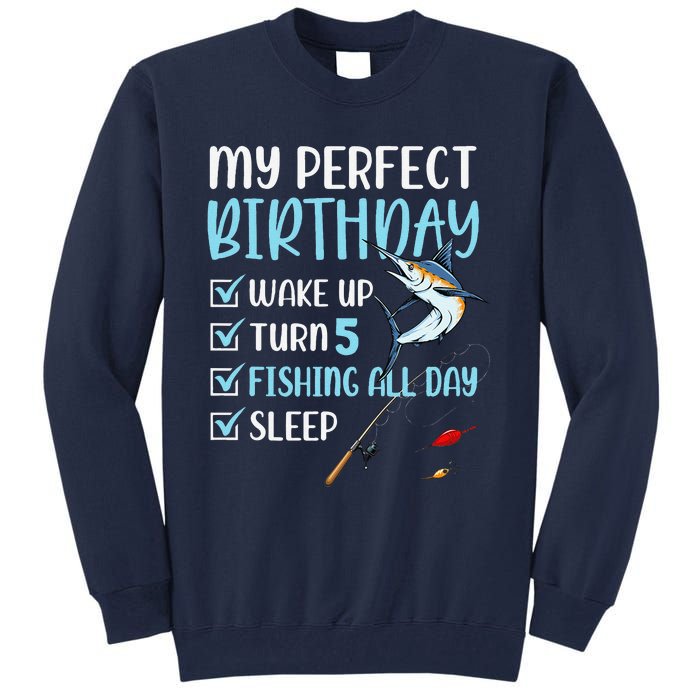 5 Year Old Fishing Birthday Party 5th Boy Bday Five Tall Sweatshirt