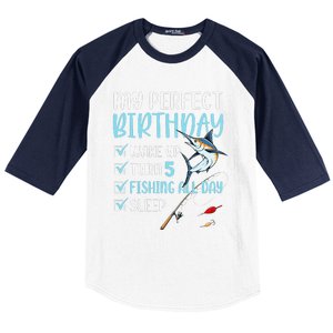 5 Year Old Fishing Birthday Party 5th Boy Bday Five Baseball Sleeve Shirt