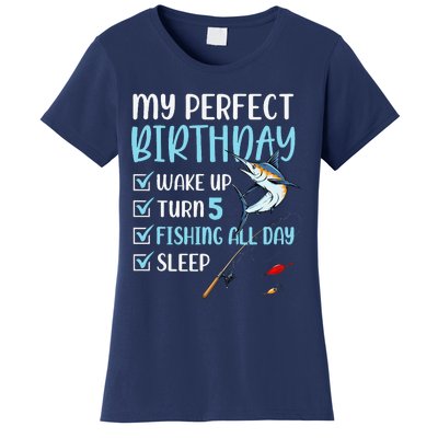 5 Year Old Fishing Birthday Party 5th Boy Bday Five Women's T-Shirt