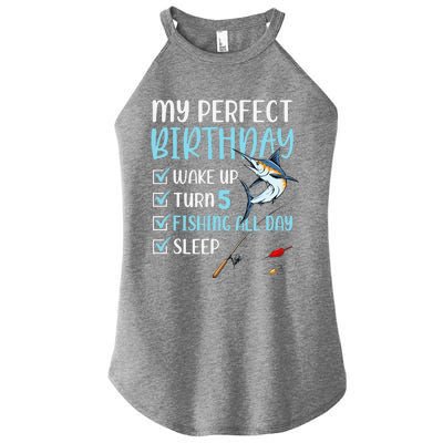 5 Year Old Fishing Birthday Party 5th Boy Bday Five Women's Perfect Tri Rocker Tank