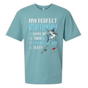 5 Year Old Fishing Birthday Party 5th Boy Bday Five Sueded Cloud Jersey T-Shirt