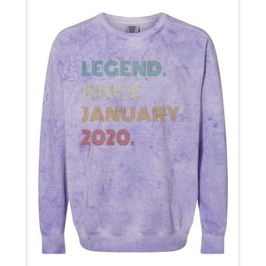 5 Years Old Legend Since January 2020 5th Birthday Gift Colorblast Crewneck Sweatshirt