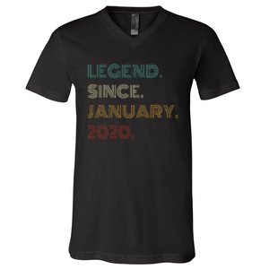 5 Years Old Legend Since January 2020 5th Birthday Gift V-Neck T-Shirt