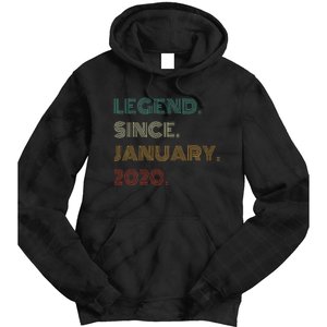 5 Years Old Legend Since January 2020 5th Birthday Gift Tie Dye Hoodie