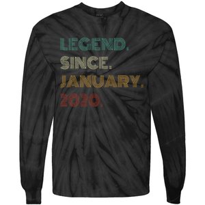 5 Years Old Legend Since January 2020 5th Birthday Gift Tie-Dye Long Sleeve Shirt