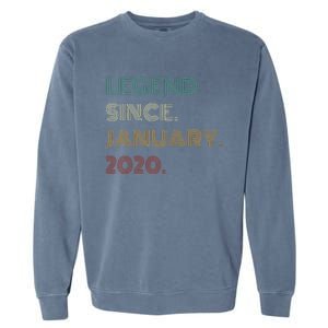 5 Years Old Legend Since January 2020 5th Birthday Gift Garment-Dyed Sweatshirt