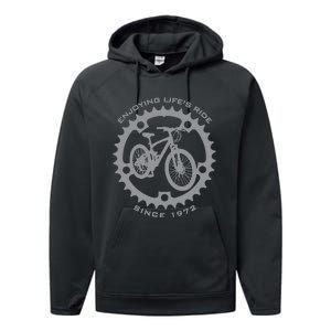 50 Year Old Mountain Biker Biking Cycling 1972 50th Birthday Performance Fleece Hoodie