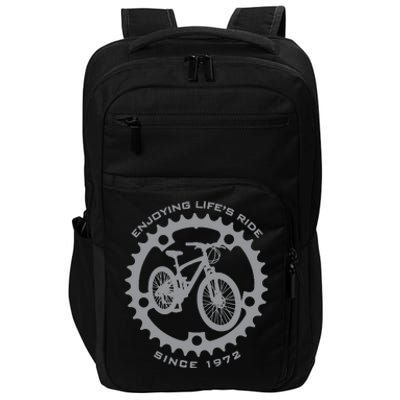 50 Year Old Mountain Biker Biking Cycling 1972 50th Birthday Impact Tech Backpack