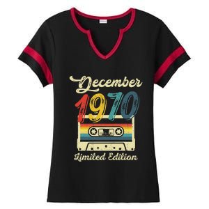 52 Years Old Gift Retro December 1970 Cassette 52nd Birthday Ladies Halftime Notch Neck Tee