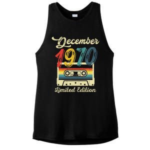 52 Years Old Gift Retro December 1970 Cassette 52nd Birthday Ladies PosiCharge Tri-Blend Wicking Tank