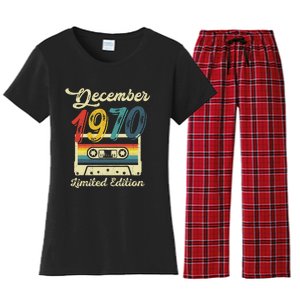 52 Years Old Gift Retro December 1970 Cassette 52nd Birthday Women's Flannel Pajama Set