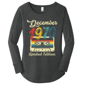 52 Years Old Gift Retro December 1970 Cassette 52nd Birthday Women's Perfect Tri Tunic Long Sleeve Shirt