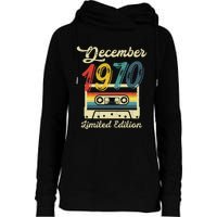 52 Years Old Gift Retro December 1970 Cassette 52nd Birthday Womens Funnel Neck Pullover Hood