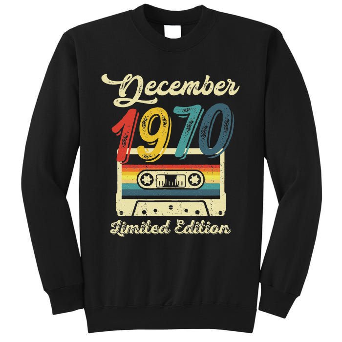 52 Years Old Gift Retro December 1970 Cassette 52nd Birthday Tall Sweatshirt