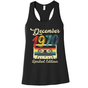 52 Years Old Gift Retro December 1970 Cassette 52nd Birthday Women's Racerback Tank