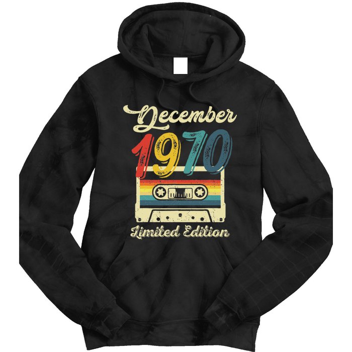 52 Years Old Gift Retro December 1970 Cassette 52nd Birthday Tie Dye Hoodie