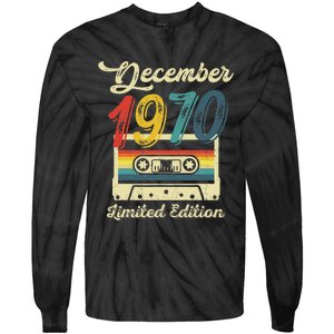 52 Years Old Gift Retro December 1970 Cassette 52nd Birthday Tie-Dye Long Sleeve Shirt