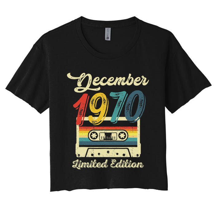 52 Years Old Gift Retro December 1970 Cassette 52nd Birthday Women's Crop Top Tee