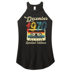 52 Years Old Gift Retro December 1970 Cassette 52nd Birthday Women's Perfect Tri Rocker Tank