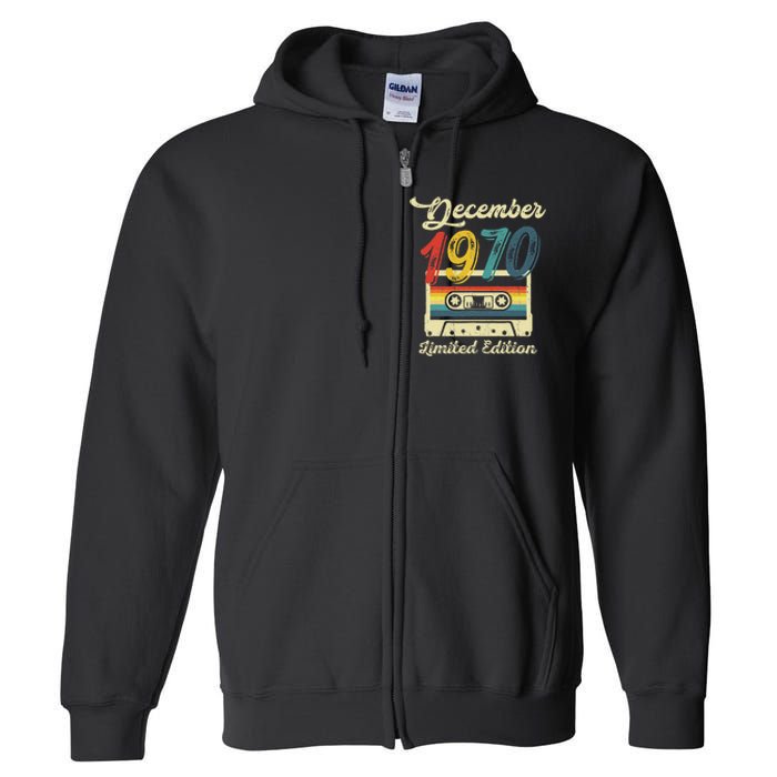 52 Years Old Gift Retro December 1970 Cassette 52nd Birthday Full Zip Hoodie