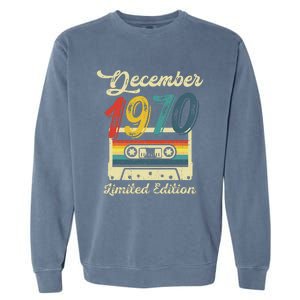 52 Years Old Gift Retro December 1970 Cassette 52nd Birthday Garment-Dyed Sweatshirt