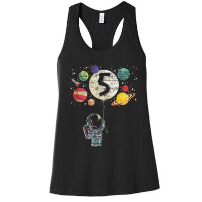 5 Years Old Birthday Boy Gifts Astronaut 5th Birthday Women's Racerback Tank