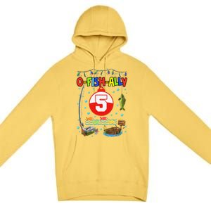 5 Year Old Fishing 5th Birthday Boy Bday Party Decorations Premium Pullover Hoodie