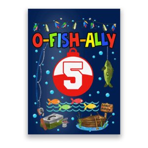 5 Year Old Fishing 5th Birthday Boy Bday Party Decorations Poster