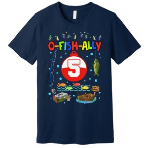 5 Year Old Fishing 5th Birthday Boy Bday Party Decorations Premium T-Shirt