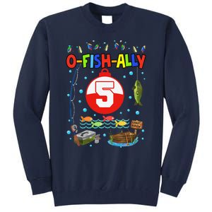 5 Year Old Fishing 5th Birthday Boy Bday Party Decorations Tall Sweatshirt